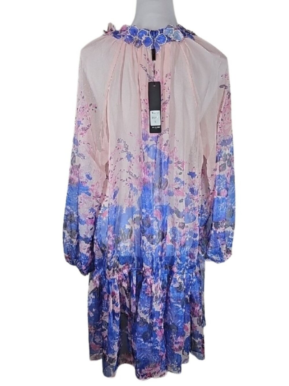 NWT Beulah Style Tuckernuck Floral Dress L Watercolor Ruffle V-Neck Cottagecore - Picture 3 of 9